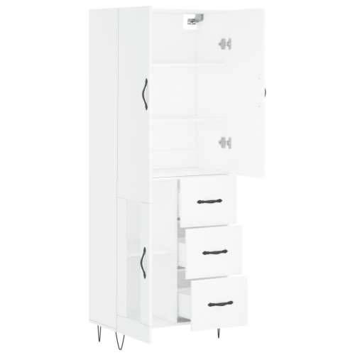 Visoka komoda bijela 69,5x34x180 cm konstruirano drvo - Bijela 1 1 staklena vrata 3 ladice Cijena