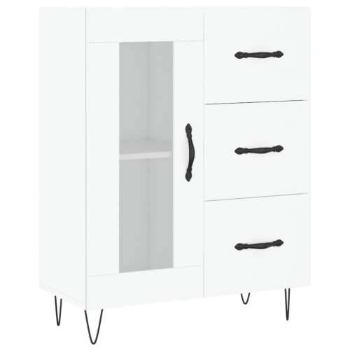 Visoka komoda bijela 69,5x34x180 cm konstruirano drvo - Bijela 1 1 staklena vrata 3 ladice Cijena