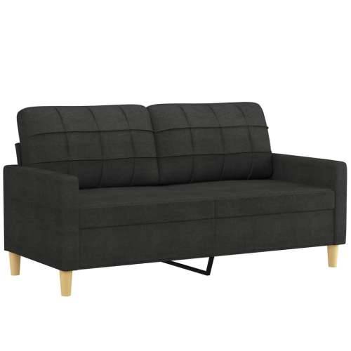 3-dijelni set sofa s jastucima crni od tkanine - Crna s jastučićima i tabureom Cijena