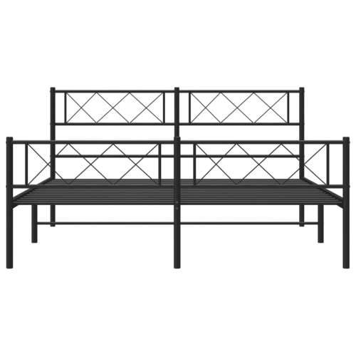 Metalni okvir kreveta uzglavlje i podnožje crni 160x200 cm - Crna 160 x 200 cm s uzglavljem i podnožjem Cijena