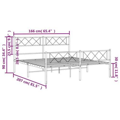 Metalni okvir kreveta uzglavlje i podnožje crni 160x200 cm - Crna 160 x 200 cm s uzglavljem i podnožjem Cijena