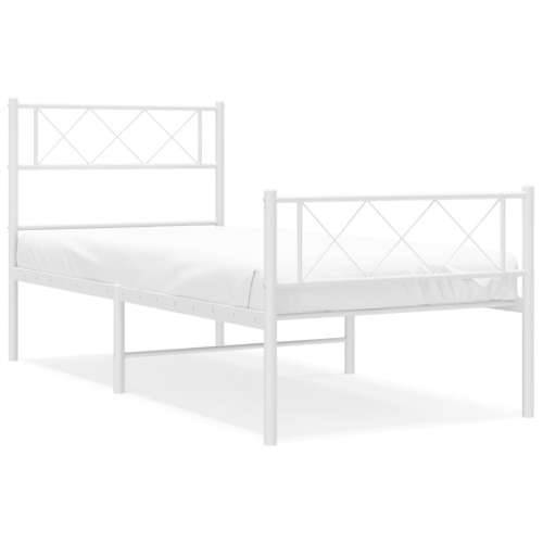 Metalni okvir kreveta uzglavlje i podnožje bijeli 80x200 cm - Bijela 80 x 200 cm s uzglavljem i podnožjem Cijena