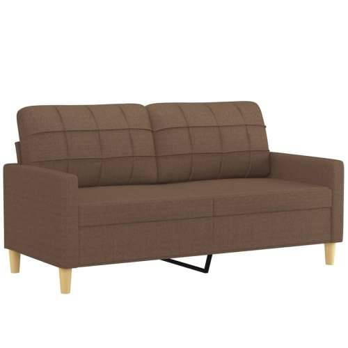 3-dijelni set sofa s jastucima smeđi od tkanine - Smeđa s jastučićima i tabureom Cijena
