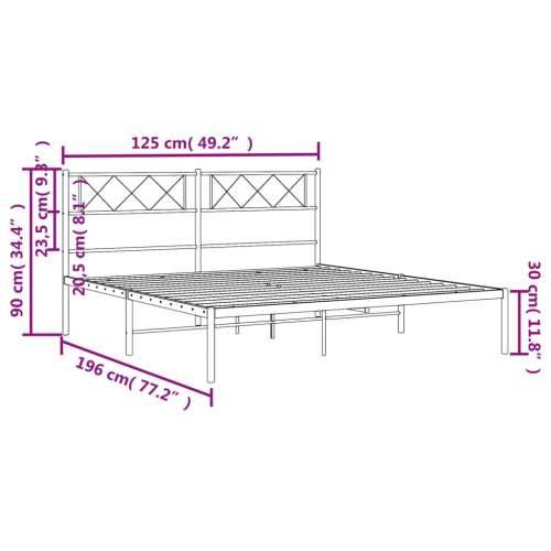 Metalni okvir za krevet s uzglavljem crni 120x190 cm - Crna 120 x 190 cm s uzglavljem Cijena