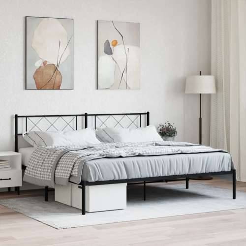 Metalni okvir za krevet s uzglavljem crni 193x203 cm - Crna 193 x 203 cm s uzglavljem Cijena