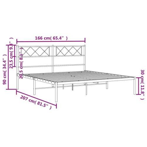 Metalni okvir za krevet s uzglavljem crni 160x200 cm - Crna 160 x 200 cm s uzglavljem Cijena