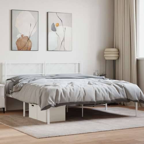 Metalni okvir za krevet s uzglavljem bijeli 120x200 cm - Bijela 120 x 200 cm s uzglavljem Cijena