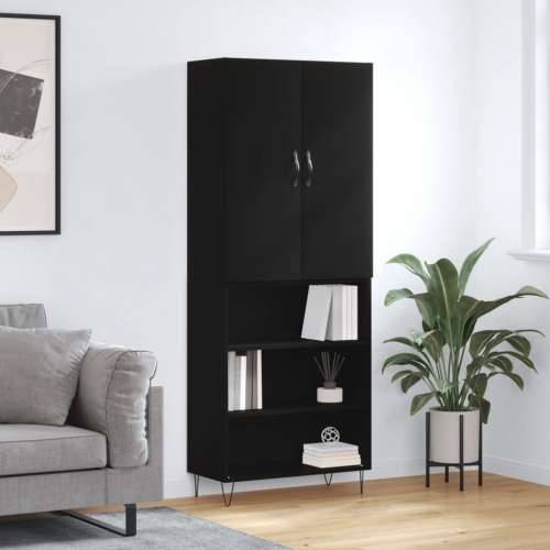 Visoka komoda crni 69,5x34x180 cm konstruirano drvo - Crna 1 3 police Cijena
