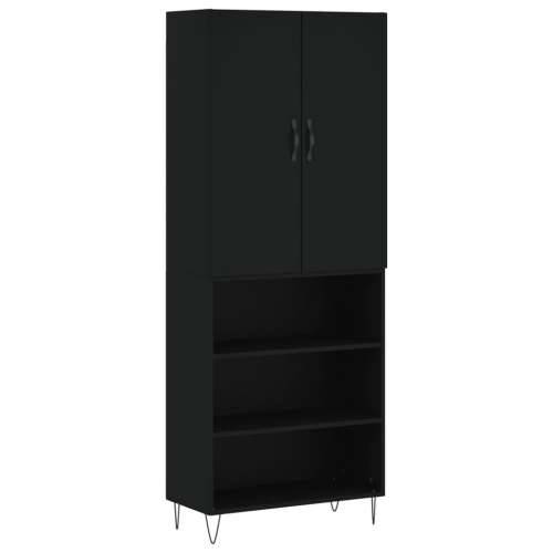 Visoka komoda crni 69,5x34x180 cm konstruirano drvo - Crna 1 3 police Cijena