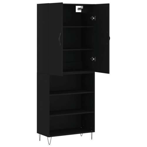 Visoka komoda crni 69,5x34x180 cm konstruirano drvo - Crna 1 3 police Cijena