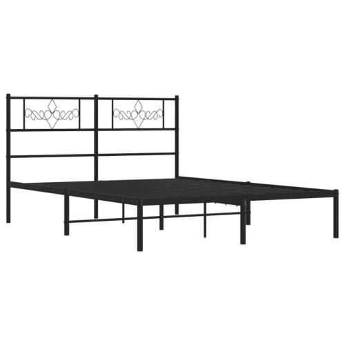 Metalni okvir za krevet s uzglavljem crni 140x200 cm - Crna 140 x 200 cm s uzglavljem Cijena