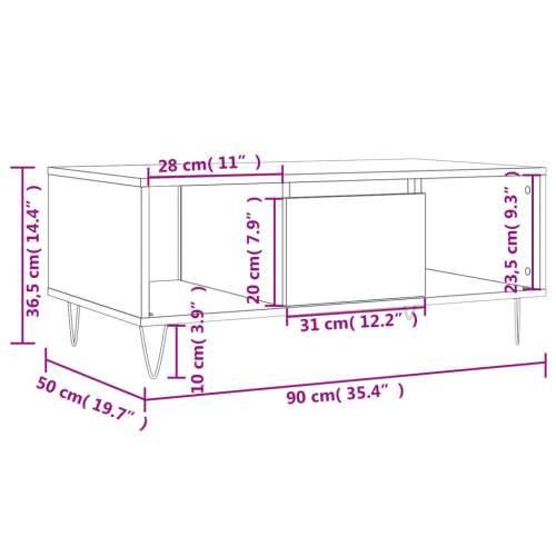 Stolić za kavu boja hrasta 90x50x36,5 cm konstruirano drvo - Dimljeni hrast 1 Cijena