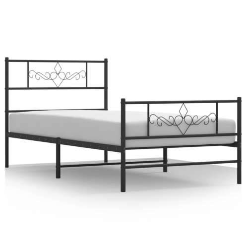 Metalni okvir kreveta uzglavlje i podnožje crni 80x200 cm - Crna 80 x 200 cm s uzglavljem i podnožjem Cijena