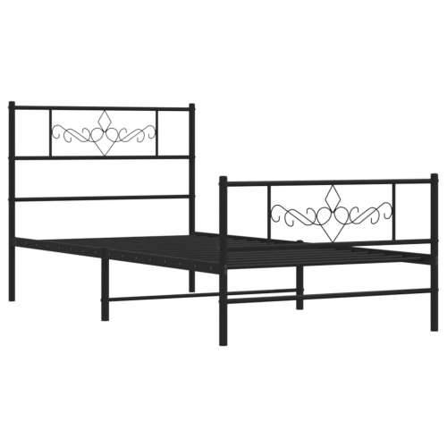 Metalni okvir kreveta uzglavlje i podnožje crni 80x200 cm - Crna 80 x 200 cm s uzglavljem i podnožjem Cijena