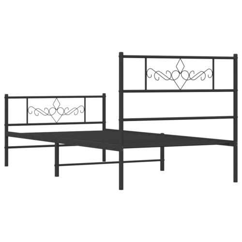 Metalni okvir kreveta uzglavlje i podnožje crni 80x200 cm - Crna 80 x 200 cm s uzglavljem i podnožjem Cijena