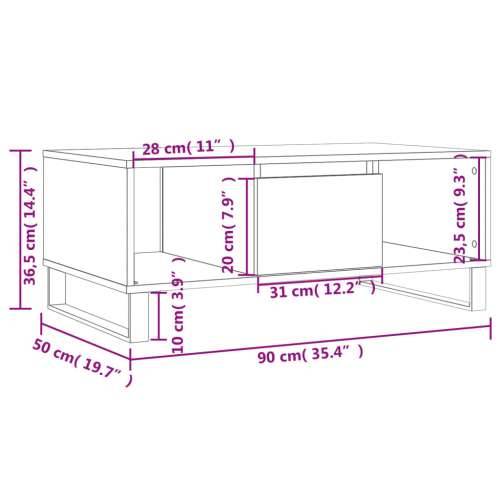 Stolić za kavu crni 90 x 50 x 36,5 cm od konstruiranog drva - Crna 1 Cijena