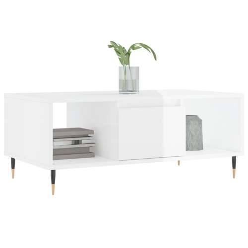 Stolić za kavu sjajni bijeli 90x50x36,5 cm konstruirano drvo - Visoko sjajno bijela 1 Cijena