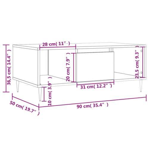 Stolić za kavu sjajni bijeli 90x50x36,5 cm konstruirano drvo - Visoko sjajno bijela 1 Cijena