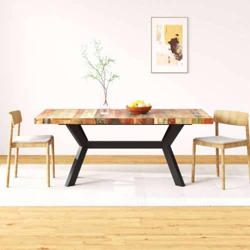Blagovaonski stol od masivnog obnovljenog drva i čelika 180 cm