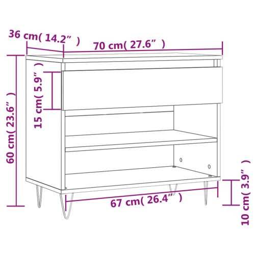 Ormarić za cipele boja hrasta 70 x 36 x 60 cm konstruirano drvo - Dimljeni hrast 1 Cijena
