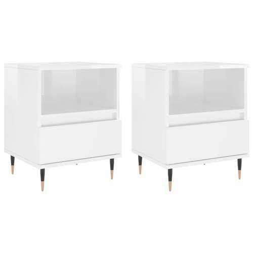 Noćni ormarići 2 kom sjajni bijeli 40x35x50cm konstruirano drvo - Visoko sjajno bijela 2 Cijena