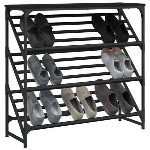 Stalak za cipele crni 90x30x85 cm od konstruiranog drva - Crna 1 85 cm 90 cm Cijena