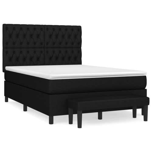 Krevet s oprugama i madracem crni 140 x 190 cm od tkanine - Crna 140 x 190 cm Dizajn s gumbima Cijena
