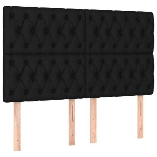 Krevet s oprugama i madracem crni 140 x 190 cm od tkanine - Crna 140 x 190 cm Dizajn s gumbima Cijena