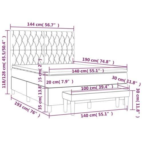 Krevet s oprugama i madracem crni 140 x 190 cm od tkanine - Crna 140 x 190 cm Dizajn s gumbima Cijena