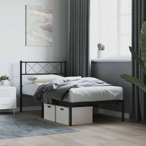Metalni okvir za krevet s uzglavljem crni 107x203 cm - Crna 107 x 203 cm s uzglavljem Cijena