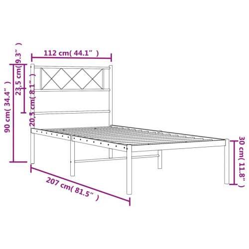 Metalni okvir za krevet s uzglavljem crni 107x203 cm - Crna 107 x 203 cm s uzglavljem Cijena