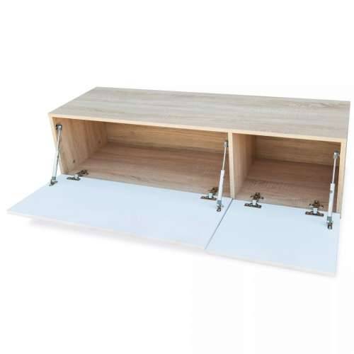 TV Ormarić od Iverice 120x40x34 cm Visoki Sjaj Bijela i Boja Hrasta - Boja hrasta i bijela 1 Cijena
