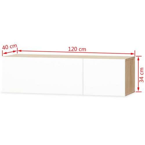 TV Ormarić od Iverice 120x40x34 cm Visoki Sjaj Bijela i Boja Hrasta - Boja hrasta i bijela 1 Cijena