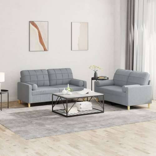 2-dijelni set sofa s jastucima svjetlosivi od tkanine - Svjetlosiva s jastučićima Cijena