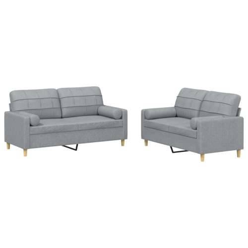 2-dijelni set sofa s jastucima svjetlosivi od tkanine - Svjetlosiva s jastučićima Cijena