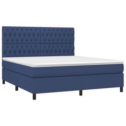 Krevet box spring s madracem LED plavi 180x200 cm od tkanine - Plava 180 x 200 cm Dizajn s gumbima Cijena