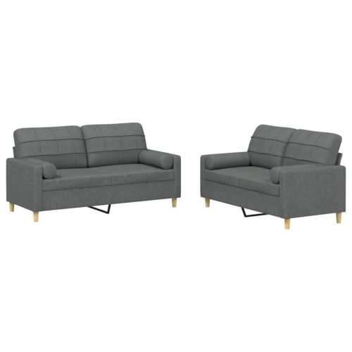 2-dijelni set sofa s jastucima tamnosivi od tkanine - Tamno siva s jastučićima Cijena