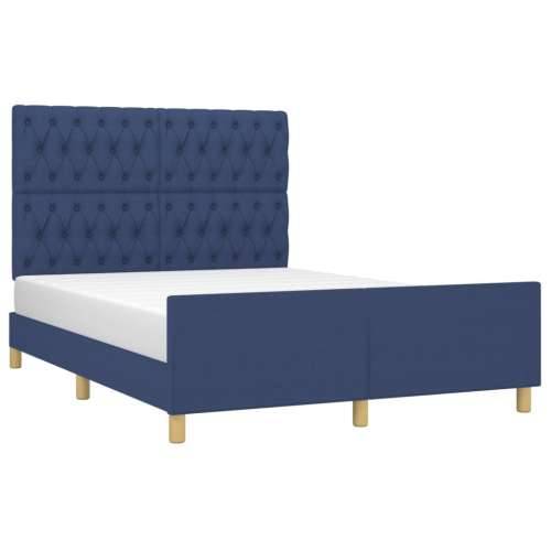 Okvir za krevet bez madraca plavi 140 x 190 cm od tkanine - Plava 140 x 190 cm Dizajn s gumbima Cijena