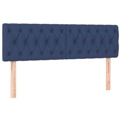 Krevet s oprugama i madracem plavi 140 x 190 cm od tkanine - Plava 140 x 190 cm Dizajn s gumbima Cijena