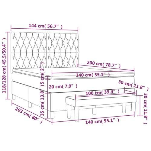 Krevet s oprugama i madracem crni 140x200 cm od tkanine - Crna 140 x 200 cm Dizajn s gumbima Cijena