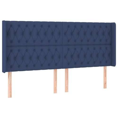 Krevet box spring s madracem LED plavi 180x200 cm od tkanine - Plava 180 x 200 cm Dizajn s gumbima Cijena