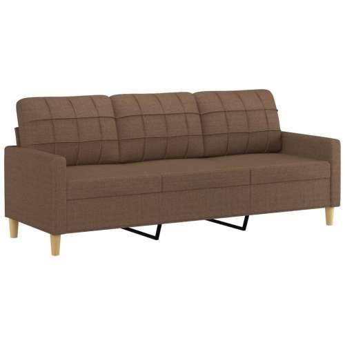 3-dijelni set sofa s jastucima smeđi od tkanine - Smeđa s jastucima i tabureom Cijena