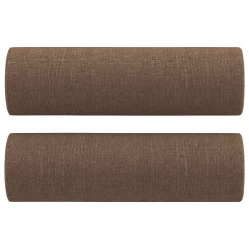 3-dijelni set sofa s jastucima smeđi od tkanine - Smeđa s jastucima i tabureom Cijena