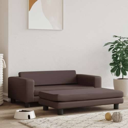 Krevet za pse s produžetkom smeđi 100 x 50 x 30 cm umjetna koža - Smeđa Umjetna koža Cijena