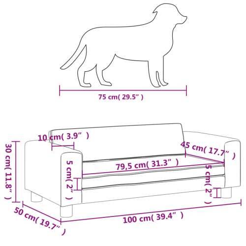 Krevet za pse s produžetkom smeđi 100 x 50 x 30 cm umjetna koža - Smeđa Umjetna koža Cijena