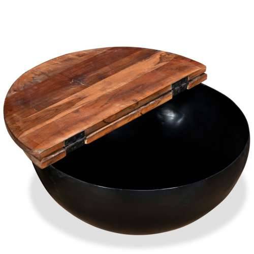 Set Stolića za Kavu 2 kom Masivno Obnovljeno Drvo Crni Oblik Zdjele Cijena