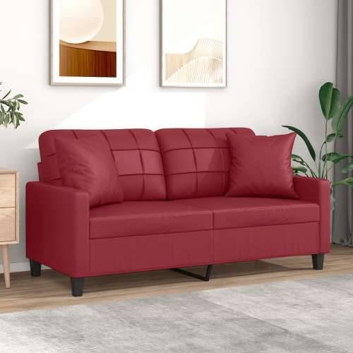 Dvosjed s ukrasnim jastucima boja vina 140 cm oumjetne kože - boja crnog vina 140 cm Cijena
