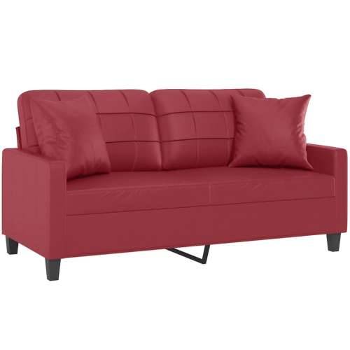 Dvosjed s ukrasnim jastucima boja vina 140 cm oumjetne kože - boja crnog vina 140 cm Cijena