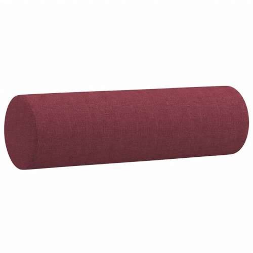 3-dijelni set sofa s jastucima crvena boja vina od tkanine - boja crnog vina s jastucima i tabureom Cijena