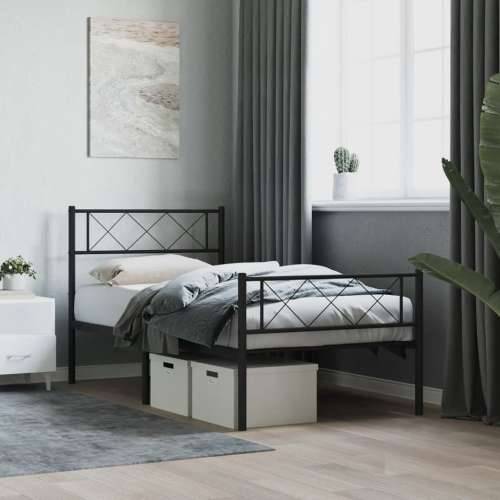 Metalni okvir kreveta uzglavlje i podnožje crni 107x203 cm - Crna 107 x 203 cm s uzglavljem i podnožjem Cijena
